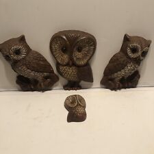 4 Vintage 1970’s Foam Core Owl Wall Hangings Set Of 4 picture