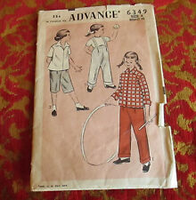 1945s Vintage Toddler Girls Play Outfit Advance Sewing Pattern 6949 Sz 4 picture