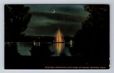 Denver CO-Colorado, City Park, Electric Fountain, Antique Vintage Postcard picture