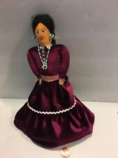 Vintage handmade Navajo doll Native American indian arizona az purple beads 10