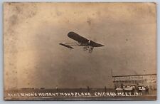 RPPC Moisant Monoplane 1911 Flight Chicago Flying Early Aviation Postcard G2 picture