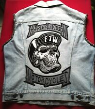Men's vintage used levis Cut-Off with Harley Davidson + Biker Patches size 46 picture