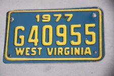 1977 WEST VIRGINIA  License Plate  *** MOTORCYCLE **  RECESSED ( INCUSSED ) ** picture