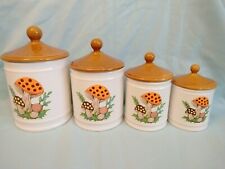 Vintage 1982 Merry Mushroom Sears Roebuck Canister Set of 4 Made In Japan picture