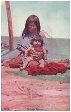 Maricopa Papoose Native American Indian Woman & Naked Baby 1912 Postcard picture