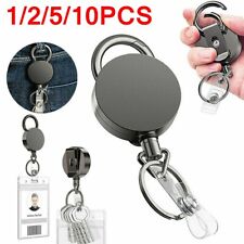 Retractable Heavy Duty Pull Ring Key Chain Recoil Keyring Wire Rope Key Holder picture