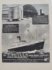 1942 The Ingalls Iron Works Company Fortune WW2 Print Ad Q1 Ship Airplane Hangar picture