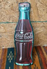 Vintage Original 1950’s Coca Cola Coke Bottle Metal Advertising Sign 16.75” picture