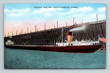 Postcard Loading Iron Ore Duluth Superior Harbor Minnesota Linen picture
