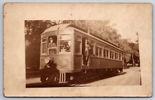 Motorman & Passenger on Interurban Trolley #8~Real Photo Postcard~RPPC c1910 PC picture