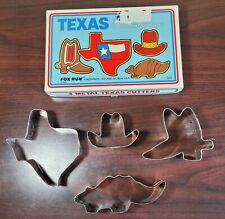 Vtg 1984 Set Of 4 Texas Cookie Cutters Boot Hat Armadillo Fox Run Texas Party picture
