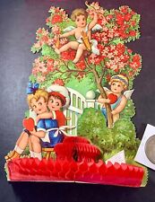 Germany Die Cut Foldout Valentine Card Cupids 10.5 Inches picture