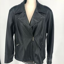 Harley Davidson Biker Black Leather Studded Back Full Zip Jacket WOMENS XL   picture