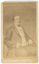 Antique Named CDV Circa 1870'S Older Large Man Sitting Shenandoah Beard in Chair picture