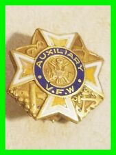 Vintage Veterans Of Foreign Wars Auxiliary Pin Yellow Enamel And Gold Tone picture