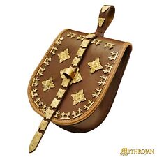 Birka Leather Bag Tarsoly with Solid Brass Decorations Viking Leather Accessory picture