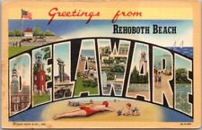 REHOBOTH BEACH, DELAWARE Large Letter Postcard Curteich Linen c1939 Unused picture