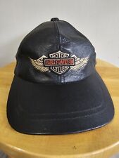 Vintage Harley Davidson Leather Adjustable Strap Hat picture
