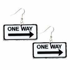 Funky Big ARROW ONE WAY EARRINGS-Traffic Street Road Driver Sign Novelty Jewelry picture