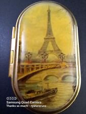 Vintage French Themed Goldtone Mirror Compact picture
