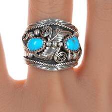 sz11.5 Vintage Navajo silver and turquoise ring picture