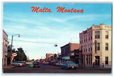 c1950's Looking East Front Street Malta Montana MT Shopping District Postcard picture