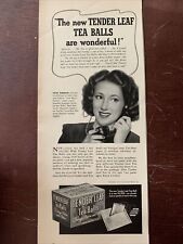 1939 vintage Tender Leaf tea Balls print ad featuring Hazel Barbour picture