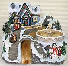 RARE Lemax Christmas Village Landscape WATERFALL WITH  house, singers   picture