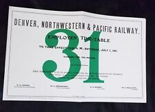7/1/1911 DENVER, NORTHWESTERN & PACIFIC Railway ETT 31 Employee Timetable Reprod picture