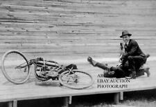 Indian 8 valve 61ci V-twin 1912 boardtrack crash photo motorcycle racing picture