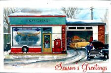 Season's Greetings, Old Cars, Tina's Garage advertising Postcard picture