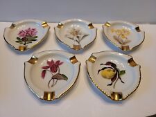 Vtg Sommer Handpainted Gold Gilded Mini Porcelain Ashtray Set of 5  picture