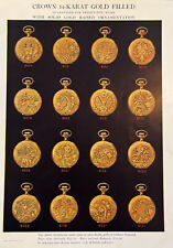 Antique 1905 Paper Ad x2 Crown 14 Karat Gold Filled Decorative Pocket Watches picture