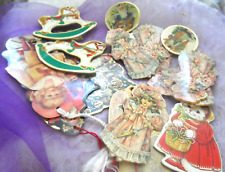 Vintage Die Cut Tags Lot - LARGE LOT OF 17 VICTORIAN STYLE DIE CUTS & TAGS picture