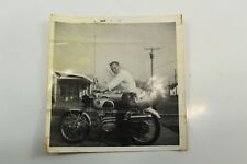 Vintage Black & White Photo Man With Honda Motorcycle picture