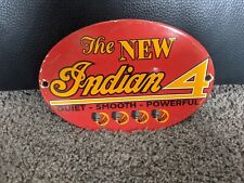 VINTAGE NEW INDIAN 4 MOTORCYCLE PORCELAIN ADVERTISING DOOR SIGN 5.5