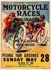 1916 PEORIA IL STATE FAIRGROUNDS MOTORCYCLE RACING 12X18 POSTER INDIAN HARLEY picture