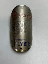 NOS vintage CHICAGO FLYER bicycle HEAD BADGE tag emblem Bi-Plane picture