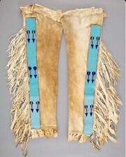 Natives American Suede Leather Cowboy Chaps Sioux Indian Beaded Leggings L706 picture