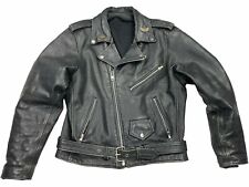 VINTAGE SHOVELHEAD LEATHER JACKET WOMENS WITH HARLEY DAVIDSON CLUB PINS  picture