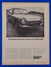 1968 HONDA S800 FASTEST PRODUCTION ONE LITRE CAR IN THE WORLD ORIGINAL PRINT AD picture