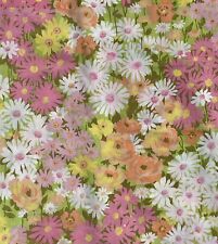 Vintage Flower Power Flat Sheet Daisies Pink, Yellow, Orange & White Made In USA picture