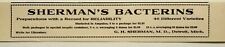 1914 Detroit G.H. Sherman's Bacterins Medicine Vaccine Vintage Print Advertising picture