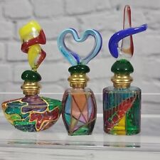 Vintage Murano Glass Art Deco Stained Glass Perfume Bottles Figural Tops Lot 3  picture