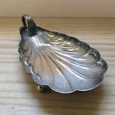 VTG 1970s Silver plated Leaf Shaped Scalloped Nut Candy Dish Serving Tray Footed picture