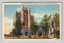 Detroit MI-Michigan, Masonic Temple, Antique, Vintage c1954 Postcard picture