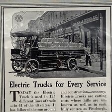1913  Electric Vehicle Association Print Ad Electric Trucks Vtg Original Art picture