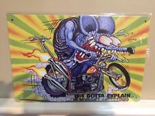 Motorcycle Cartoon Comic Rat Art Metal Tin Sign  picture