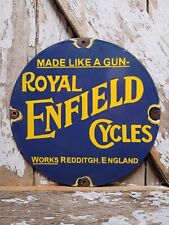 VINTAGE ENFIELD PORCELAIN SIGN ROYAL CYCLES REDDITGH ENGLAND MOTORCYCLE DEALER picture