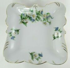 Vintage Square Porcelain Serving Bowl White Daisies Blue Flowers Floral picture